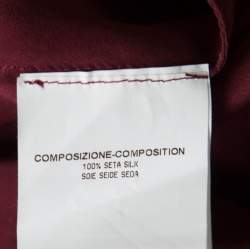 Pre Owned Saint Laurent Burgundy Silk Satin Bow Detail Sleeveless Top M