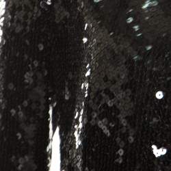 Yves Saint Laurent Black Sequin Paillette Embellished Single Button Blazer S