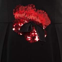 Pre Owned Yves Saint Laurent Black Wool Floral Embellished Strapless Jumpsuit M
