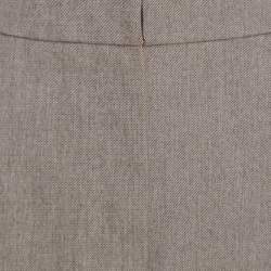 Yves Saint Laurent Paris Brown and White Textured Cotton Pencil Skirt L