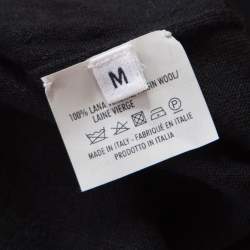 Pre Owned Yves Saint Laurent Black Wool Keyhole Neck Long Sleeve Sweater M