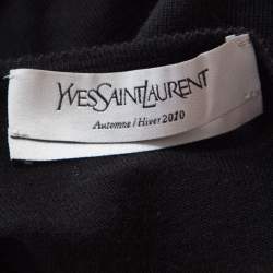 Pre Owned Yves Saint Laurent Black Wool Keyhole Neck Long Sleeve Sweater M