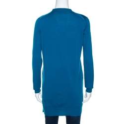 Pre Owned Yves Saint Laurent Blue Wool Button Front Cardigan S