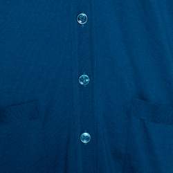 Pre Owned Yves Saint Laurent Blue Wool Button Front Cardigan S
