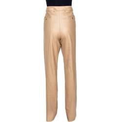 Pre Owned Yves Saint Laurent Beige Cashmere Straight Leg Pants L