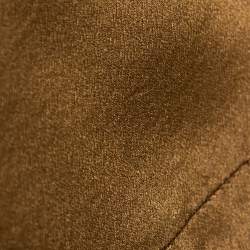 Pre Owned Yves Saint Laurent Brown Silk Satin Short Sleeve Top M