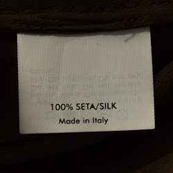 Pre Owned Yves Saint Laurent Brown Silk Satin Short Sleeve Top M