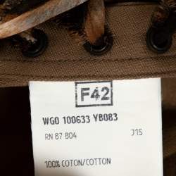 Pre Owned Yves Saint Laurent Tan Cotton Leopard Print Trim Pencil Skirt L