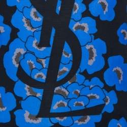 Pre Owned تي شيرت إيف سان لوران قطن طباعة شعار زهور أسود S