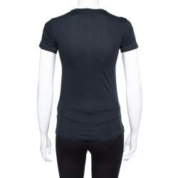 Pre Owned تي شيرت إيف سان لوران قطن طباعة شعار زهور أسود S