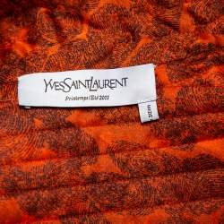 Pre Owned Yves Saint Laurent Brown Fingerprint Silk Neck Tie Detail Shrug M