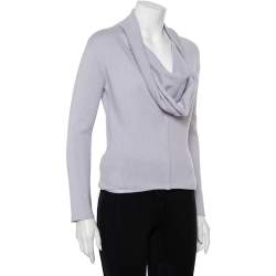 Pre Owned Yves Saint Laurent Rive Gauche Lilac Angora & Wool Cowl Neck Sweater S