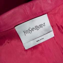 Yves Saint Laurent Pink Leather Button Front Blazer S