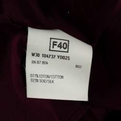 مملوكة مسبقًا قميص أيف سان لوران أكمام منتفخة قطن عنابي مقاس متوسط