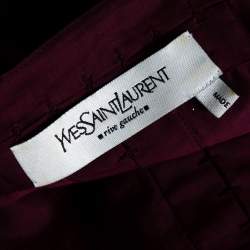 مملوكة مسبقًا قميص أيف سان لوران أكمام منتفخة قطن عنابي مقاس متوسط