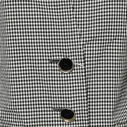 Yves Saint Laurent Diffusion Femmes Vintage Monochrome Gingham Checkered Wool Collarless Jacket S