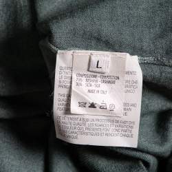 Pre Owned Yves Saint Laurent Green Cashmere & Silk Button Front Cardigan L