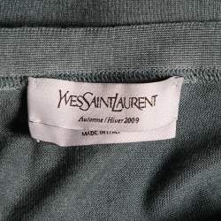 Pre Owned Yves Saint Laurent Green Cashmere & Silk Button Front Cardigan L