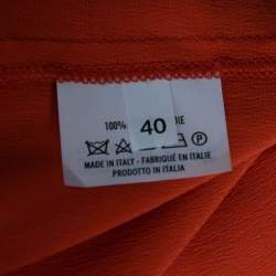 Pre Owned Yves Saint Laurent Orange Silk Draped Front Short Sleeve Blouse M