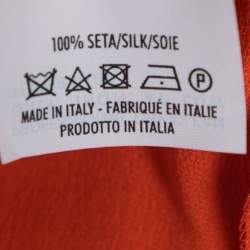 Pre Owned Yves Saint Laurent Orange Silk Draped Front Short Sleeve Blouse M