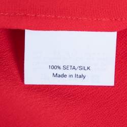 Pre Owned Yves Saint Laurent Red Silk Ruffle Trim Sleeveless Top M