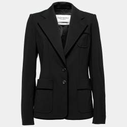 Yves Saint Laurent Vintage Black Wool Velvet Trimmed Single Breasted Blazer M