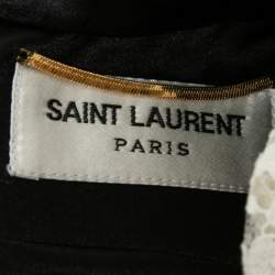 Saint Laurent Black Velvet Lace Trimmed Sleeveless Short Dress S