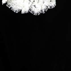 Saint Laurent Black Velvet Lace Trimmed Sleeveless Short Dress S