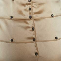 Pre Owned Yves Saint Laurent Gold Silk Studded Flared Skirt M