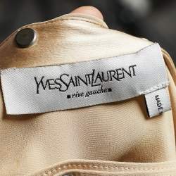 Pre Owned Yves Saint Laurent Gold Silk Studded Flared Skirt M