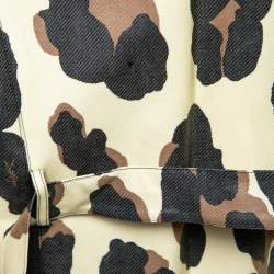 Pre Owned Yves Saint Laurent Beige Animal Printed Cotton Belted Coat M