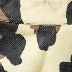 Pre Owned Yves Saint Laurent Beige Animal Printed Cotton Belted Coat M