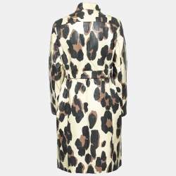 Pre Owned Yves Saint Laurent Beige Animal Printed Cotton Belted Coat M