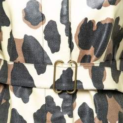 Pre Owned Yves Saint Laurent Beige Animal Printed Cotton Belted Coat M