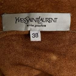 Yves Saint Laurent Rive Gauche Brown Suede Patchwork Draped Skirt M