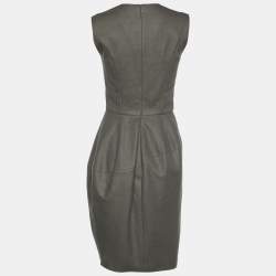 Pre Owned Yves Saint Laurent Moss Green Cashmere Sleeveless Sheath Dress S