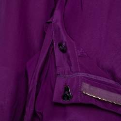 Pre Owned Yves Saint Laurent Purple Silk Waist Cutout Detail Jumpsuit M