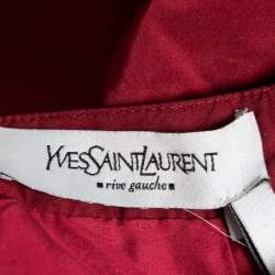 Pre Owned Yves Saint Laurent Vintage Red Silk Tiered Pencil Skirt M