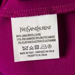 Pre Owned Yves Saint Laurent Purple Wool V-Neck Scalloped Hem Dress M