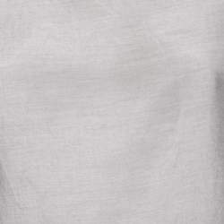 Pre Owned Yves Saint Laurent Grey Silk & Cotton Round Neck Top M