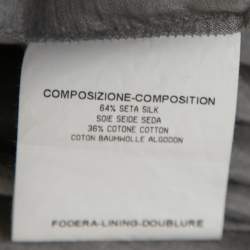 Pre Owned Yves Saint Laurent Grey Silk & Cotton Round Neck Top M