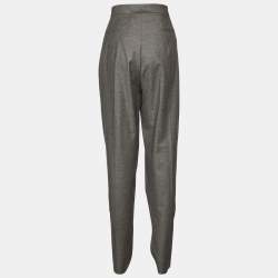 Pre Owned Yves Saint Laurent Grey Wool & Cashmere Pleated Pants L Waist 31.5"