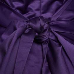 Pre Owned Yves Saint Laurent Purple Sateen Stole & Belt Detail Dress M