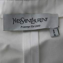 Pre Owned Yves Saint Laurent White Cotton Pleated Ruffled-Collar Boxy Vest M