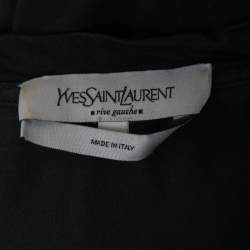 Pre Owned Yves Saint Laurent Black Cotton Gathered Sleeveless Top M