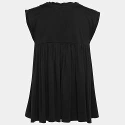 Pre Owned Yves Saint Laurent Black Cotton Gathered Sleeveless Top M