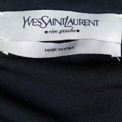 Pre Owned Yves Saint Laurent Black Jersey Bell Sleeve Midi Dress M