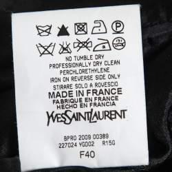 Pre Owned Yves Saint Laurent Black Animal Print Silk Cold-Shoulder Dress M