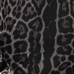 Pre Owned Yves Saint Laurent Black Animal Print Silk Cold-Shoulder Dress M