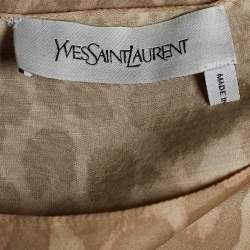 Yves Saint Laurent beige Leopard Print Silk Blouse M